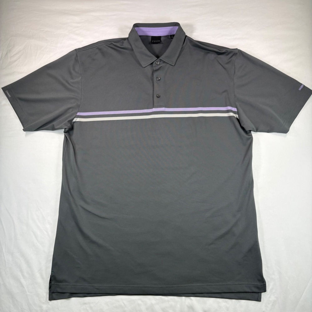 Dunning Golf Polo Mens XXL Desert Springs Gray Striped Performance Short Sleeve